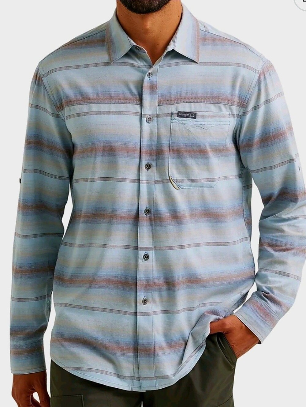 Wrangler Men's 3XL Long Sleeve outdoor Plaid Button-Front Shirt single pocket